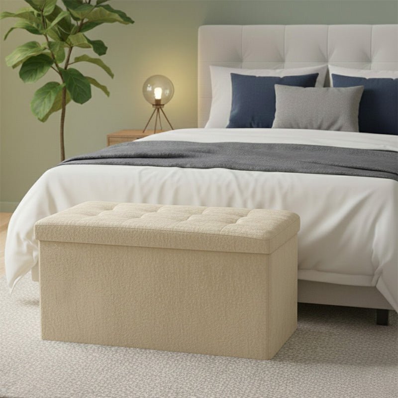 Crushed Velvet Rectangle Storage Box with Lid Elegant Organizer for Any Room - Cream - British D'sire
