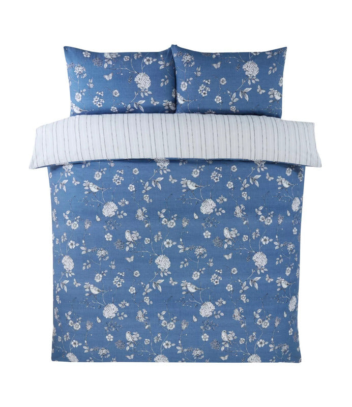 Duvet Cover Bedding Set + Pillowcase - Country Toile Navy
