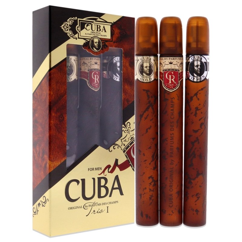 Cuba - Cuba Trio 1 for Men - 3 Pc Gift Set 1.17oz Cuba Gold EDT Spray, 1.17oz Cuba Royal EDT Spray, 1.17oz Cuba VIP EDT Spray - 1.17oz Cuba Gold EDT Spray, 1.17oz Cuba Royal EDT Spray, 1.17oz Cuba VIP EDT Spray - British D'sire