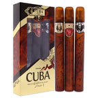 Cuba - Cuba Trio 1 for Men - 3 Pc Gift Set 1.17oz Cuba Gold EDT Spray, 1.17oz Cuba Royal EDT Spray, 1.17oz Cuba VIP EDT Spray - 1.17oz Cuba Gold EDT Spray, 1.17oz Cuba Royal EDT Spray, 1.17oz Cuba VIP EDT Spray - British D'sire