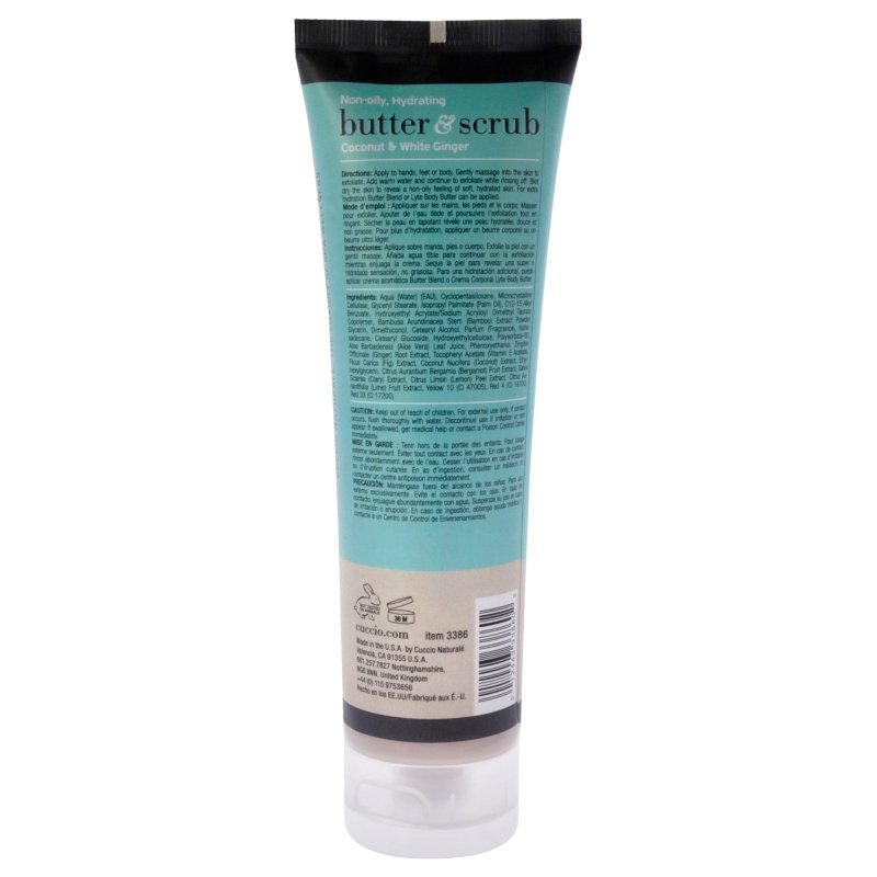 Cuccio Naturale - Butter and Scrub - Coconut and White Ginger for Unisex - 4 oz Scrub Secondary image