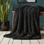 Cuddly Extra Fluffy Throw Ultra Soft Plush Blanket for Sofa Bed Home Decor - Black - British D'sire