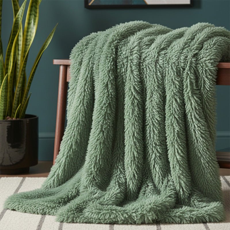 Cuddly Extra Fluffy Throw Ultra Soft Plush Blanket for Sofa Bed Home Decor - Cream - British D'sire