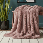 Cuddly Extra Fluffy Throw Ultra Soft Plush Blanket for Sofa Bed Home Decor - Plum - British D'sire