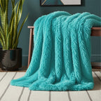 Cuddly Extra Fluffy Throw Ultra Soft Plush Blanket for Sofa Bed Home Decor - Sage - British D'sire