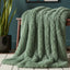 Cuddly Extra Fluffy Throw Ultra Soft Plush Blanket for Sofa Bed Home Decor - Sage - British D'sire