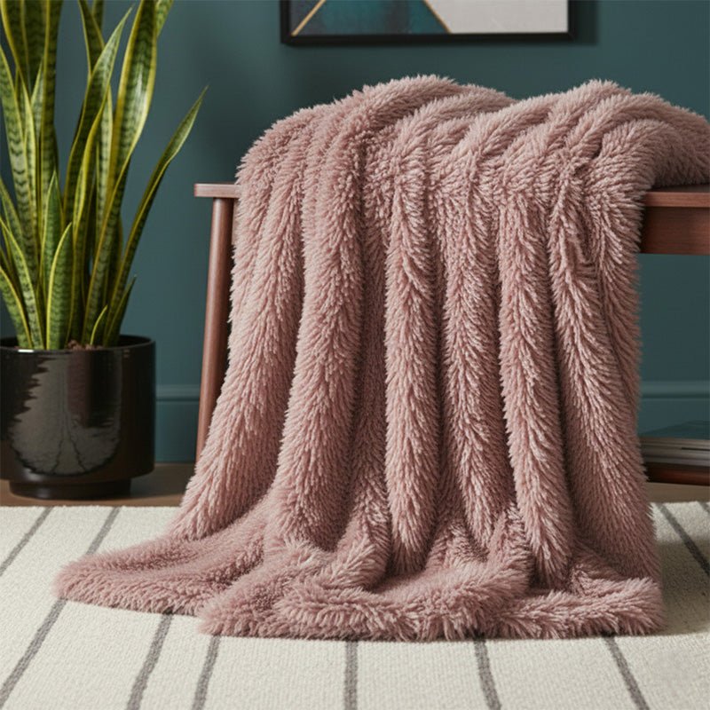 Cuddly Extra Fluffy Throw Ultra Soft Plush Blanket for Sofa Bed Home Decor - Teal - British D'sire