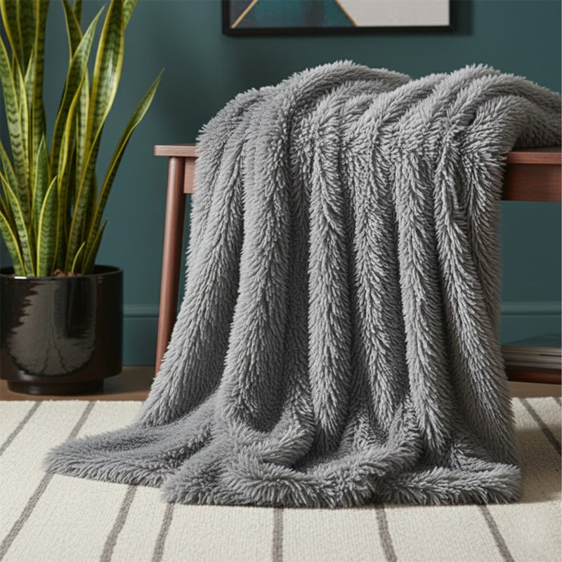 Cuddly Extra Fluffy Throw Ultra Soft Plush Blanket for Sofa Bed Home Decor - Teal - British D'sire