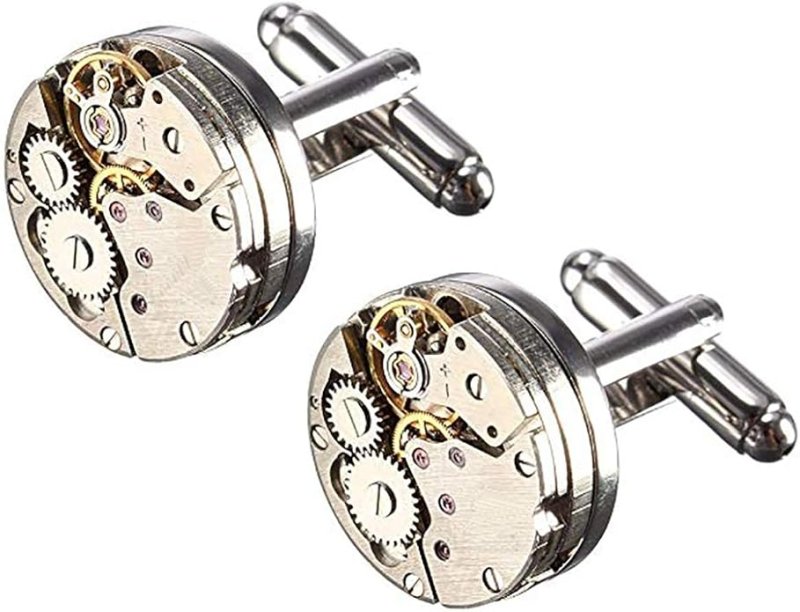 Cufflinks, Deluxe Steampunk Vintage Watch Movement Shape Cufflinks(1 pair), Come with Presentation Box - Men's Cuff Links and Tie Clips - British D'sire Main image