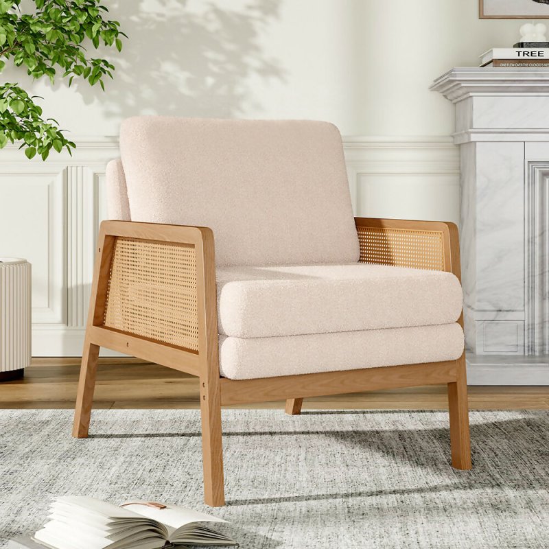 Cushioned Wood Armchair - Armchair - British D'sire