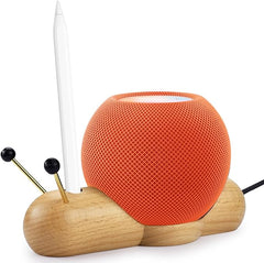 Cute Snail Speaker Stand/Pen Stand, Multifunctional Table Stand, Compatible with HP Mini,Compatible with AMZ Dot4,100% Real Wood,No Mufflied, Enjoy Nature and Music (Beech Wood) - British D'sire