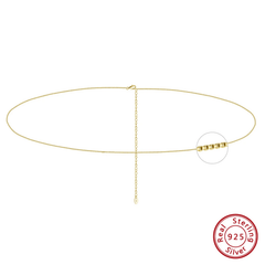 CW02 Waist chain for women belly box chains summer beach adjustable 925 silver - Waist Chain - British D'sire