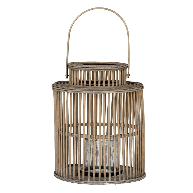 Cylinder Wicker Lantern With Glass Holder - Lanterns - British D'sire