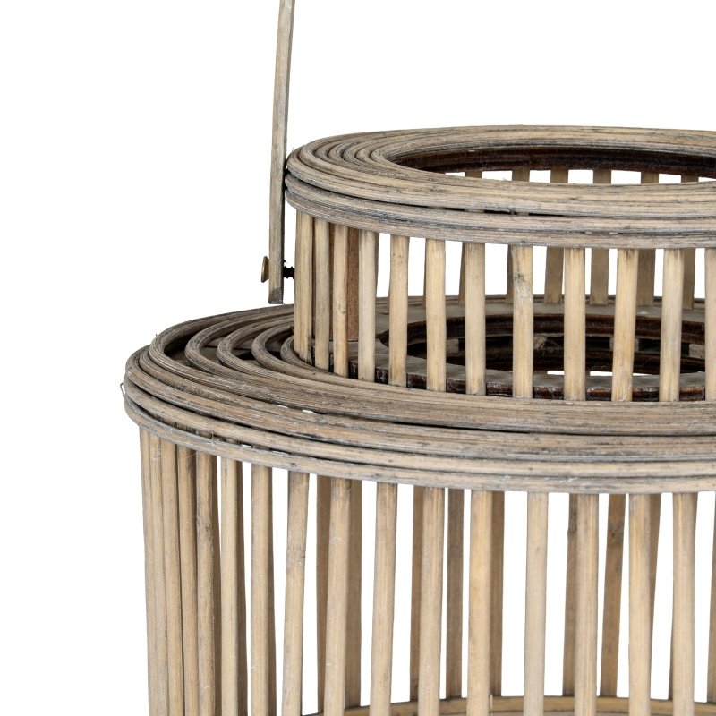 Cylinder Wicker Lantern With Glass Holder - Lanterns - British D'sire