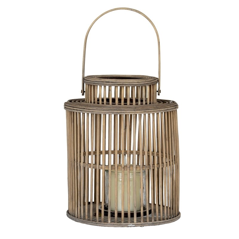 Cylinder Wicker Lantern With Glass Holder - Lanterns - British D'sire