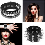 Dacitiery 6 Pcs Punk Studded Bracelet Rivets Bracelet, Black Metal Spike Studded Rivets Bracelet Cuff for Mens Womens Rock Vintage Gothic Style Adult - Women's Bracelets - British D'sire