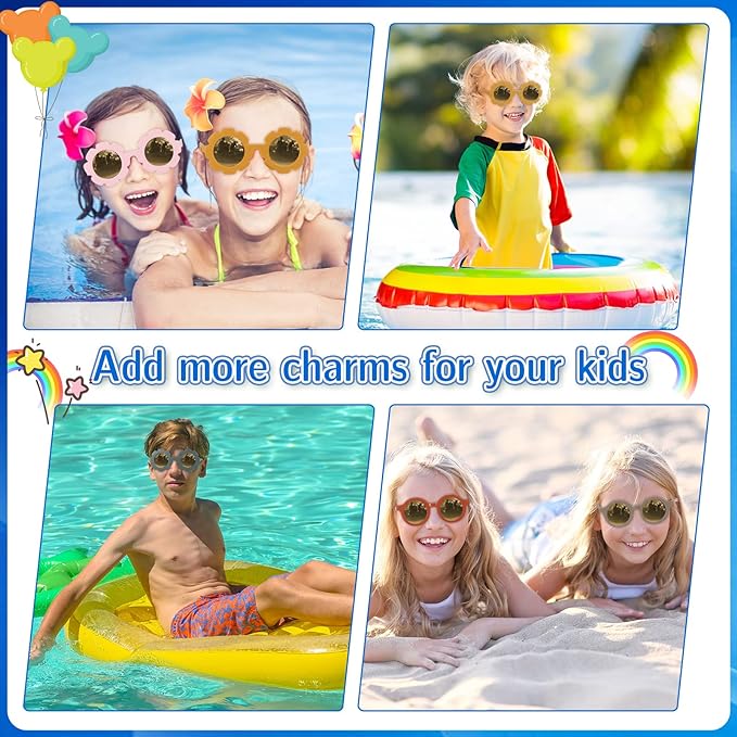 Dacitiery 8 Pcs Kids Sunglasses, Cute Sunflower Glasses, Round Sunglasses Colorful Kids Fashion Sunglasses Protection Flexible Frame for Boys and Girls Photo Props, Outdoor Sports - British D'sire