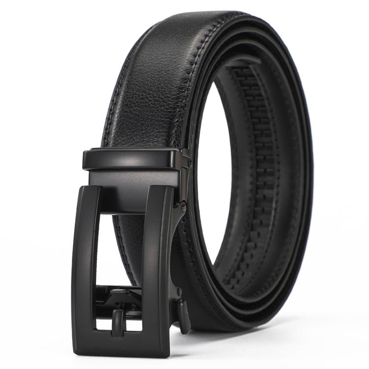 Dandali Men Leather Automatic Buckle Belt, Length: 110cm(Black) - British D'sire Main image