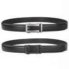 Dandali Men Leather Automatic Buckle Belt, Length: 110cm(Silver) - British D'sire