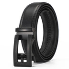 Dandali Men Leather Automatic Buckle Belt, Length: 125cm(Black) - British D'sire