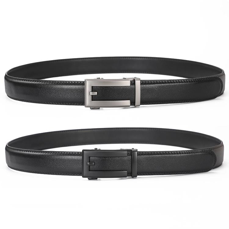 Dandali Men Leather Automatic Buckle Belt, Length: 125cm(Silver) - British D'sire