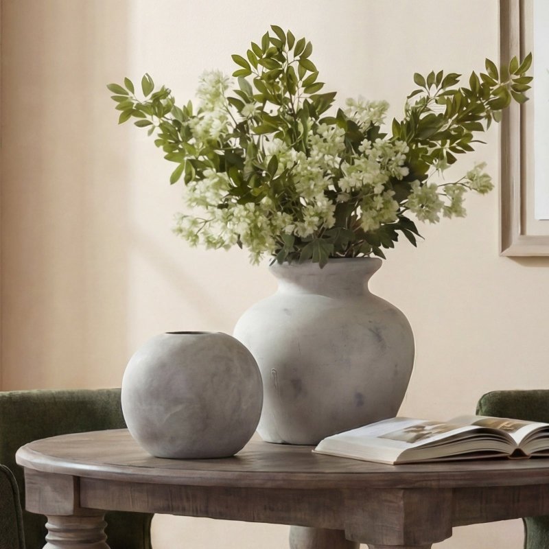 Darcy Antique White Vase - Antique White Ceramic Decorative Vase - Vases - British D'sire