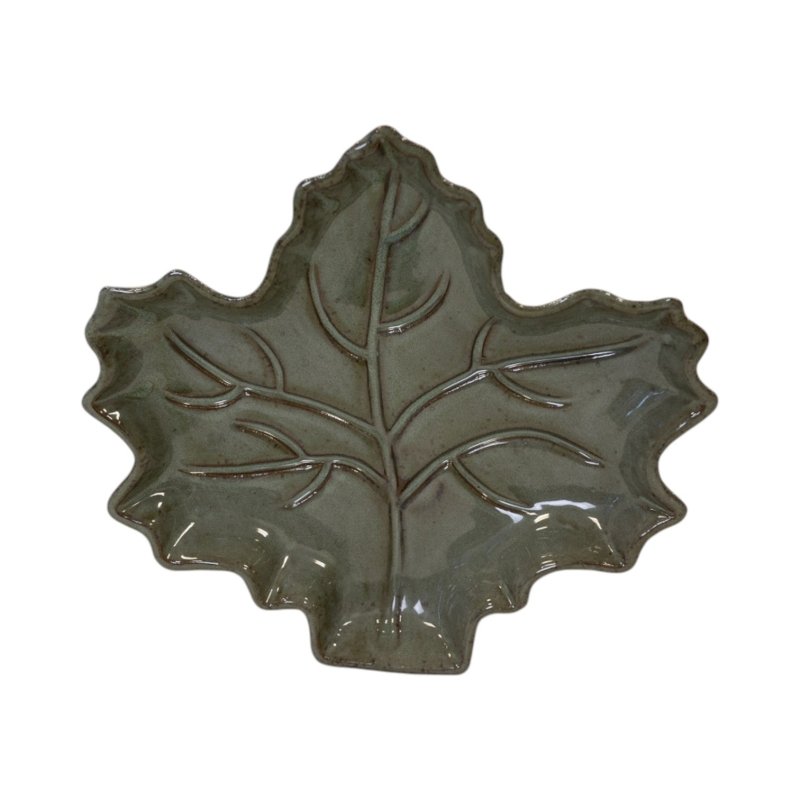 Dark Green Leaf shape plate - Trinket Dish - British D'sire