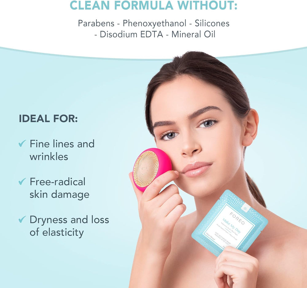 FOREO Make My Day UFO Activated Facial Mask for Dry Dehydrated Skin, 7 pack, Moisturizing & Anti-pollution, Hyaluronic Acid & Red Algae, Clean Formula, Cruelty-free, Compatible with all UFO devices Secondary image