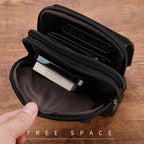 DEABOLAR Men Waist Bag Vertical Waist Belt Hanging Bag Outdoor Sports Mini Mobile Phone Bag(Black Double Layer)) - British D'sire