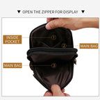 DEABOLAR Men Waist Bag Vertical Waist Belt Hanging Bag Outdoor Sports Mini Mobile Phone Bag(Black Double Layer)) - British D'sire