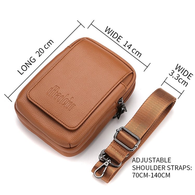 DEABOLAR Men Waist Bag Vertical Waist Belt Hanging Bag Outdoor Sports Mini Mobile Phone Bag(Brown Double Layer) - British D'sire