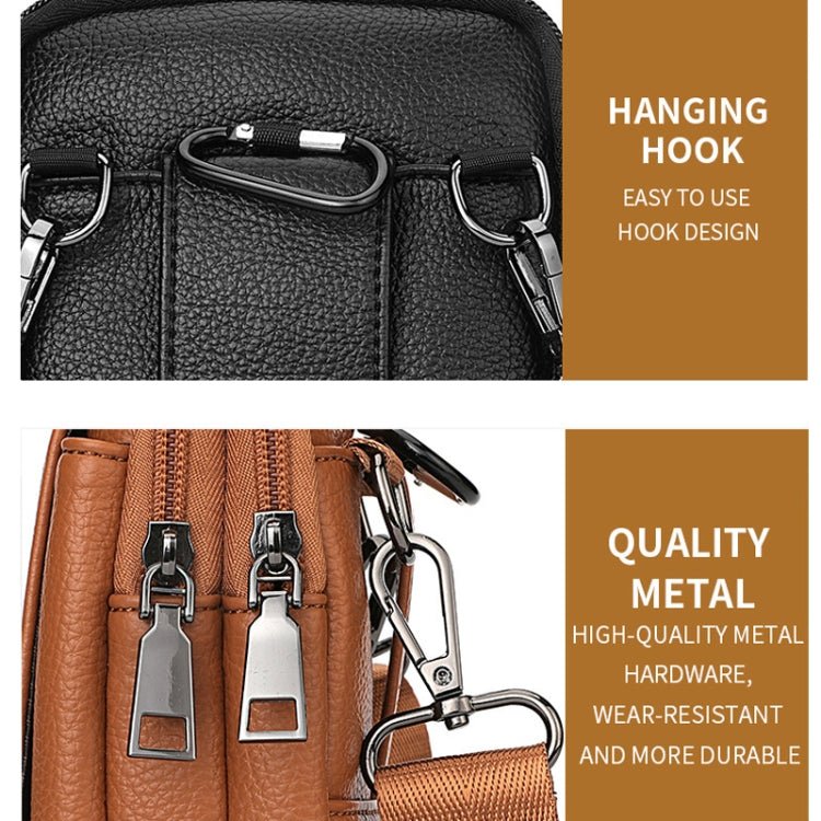 DEABOLAR Men Waist Bag Vertical Waist Belt Hanging Bag Outdoor Sports Mini Mobile Phone Bag(Brown Double Layer) - British D'sire