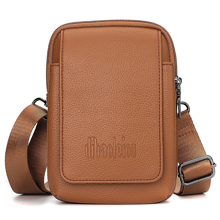 DEABOLAR Men Waist Bag Vertical Waist Belt Hanging Bag Outdoor Sports Mini Mobile Phone Bag(Brown Double Layer) - British D'sire Main image