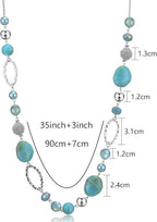 Del Corso Beaded Long Silver Necklaces for Women, Handmade Statement Sweater Chain Necklace with Crystal Beads for Fashion Jewelry gifts - Necklaces & Pendants - British D'sire