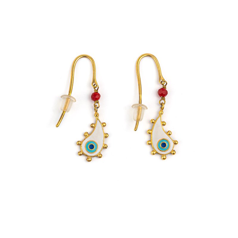 Del Corso Drop Evil Eye Earrings – Sterling Silver 925 Gold Plated, Lightweight 2.5g Dangle Earrings for Women – Handmade Greek Jewelry with Zircon Accents for Protection and Elegant Daily Wear - Earrings - British D'sire