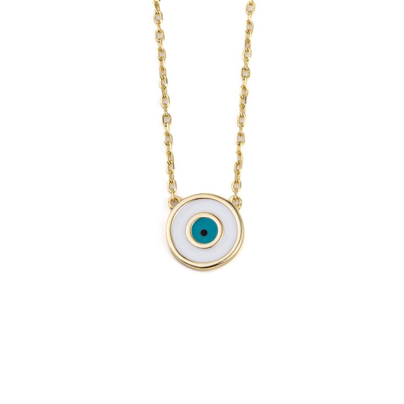 Del Corso Enamel Evil Eye Necklace – 925 Sterling Silver and Gold Plated – Lightweight – Perfect for Women – Hypoallergenic & Durable – Elegant Symbolic Design for Protection and Everyday Elegance - Necklaces & Pendants - British D'sire