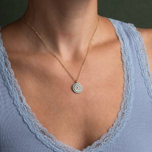 Del Corso Enamel Evil Eye Necklace – 925 Sterling Silver and Gold Plated – Lightweight – Perfect for Women – Hypoallergenic & Durable – Elegant Symbolic Design for Protection and Everyday Elegance - Necklaces & Pendants - British D'sire