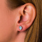 Del Corso Evil Eye Drop Stud Earrings – 9K Solid Gold, 1.1cm Lightweight Studs for Women – Handmade Spiritual Jewelry with Zircon for Daily Protection and Elegant Minimalist Style - Stud Earrings - British D'sire