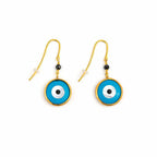 Del Corso Evil Eye Hook Earrings – Sterling Silver 925 Gold Plated, Lightweight 3g Handmade Greek Jewelry for Women – Spiritual Protection Dangle Earrings with Enamel for Everyday Elegance - Earrings - British D'sire