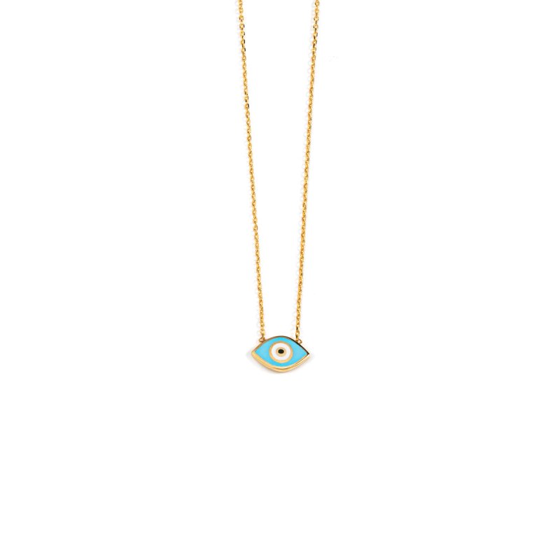 Del Corso Evil Eye Necklace – 14K Gold with Turquoise Enamel – Lightweight – Perfect for Women – Hypoallergenic & Durable – Stylish Protective Jewelry with Cultural Significance for Everyday and Special Occasions - Necklaces & Pendants - British D'sire Main image