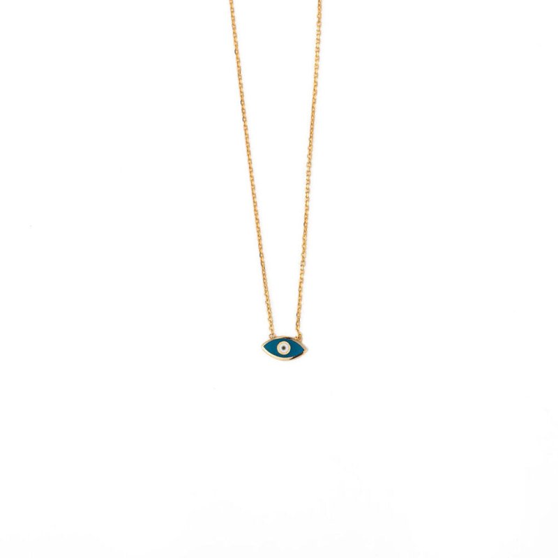 Del Corso Evil Eye Necklace – 14K Yellow Gold with Blue Enamel – Lightweight – Perfect for Women – Hypoallergenic & Durable – Elegant Protective Jewelry for Daily Wear and Special Occasions - Necklaces & Pendants - British D'sire