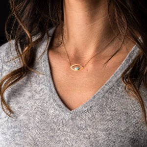 Del Corso Evil Eye Necklace – 14K Yellow Gold with Enamel – Lightweight 0.9 g – Perfect for Women – Hypoallergenic & Durable – Elegant Protective Charm with Timeless Design for Daily Wear and Special Occasions - Necklaces & Pendants - British D'sire