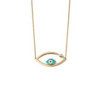 Del Corso Evil Eye Necklace – 14K Yellow Gold with Enamel – Lightweight 0.9 g – Perfect for Women – Hypoallergenic & Durable – Elegant Protective Charm with Timeless Design for Daily Wear and Special Occasions - Necklaces & Pendants - British D'sire