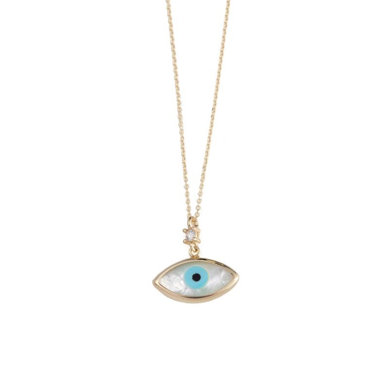 Del Corso Evil Eye Necklace – 9K Gold with Zircon – Lightweight [Weight] – Perfect for Women – Hypoallergenic & Durable – Stylish Protective Charm for Everyday Elegance and Special Occasions - Necklace - British D'sire