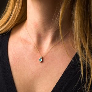 Del Corso Evil Eye Necklace – 9K Yellow Gold with Zircon – Lightweight 1.3 g – Perfect for Women – Hypoallergenic & Durable – Stylish Protective Jewelry with Cultural Significance for Everyday Wear and Special Occasions - Necklaces & Pendants - British D'sire