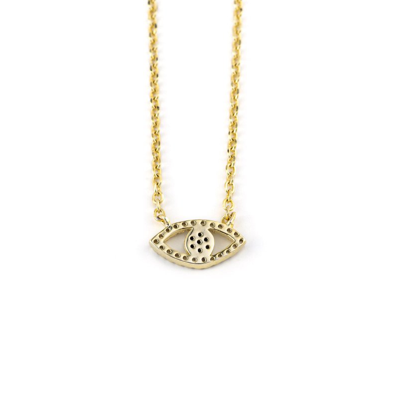 Del Corso Evil Eye Necklace – Sterling Silver Yellow Gold Plated with Zircon – Lightweight– Perfect for Women – Hypoallergenic & Durable – Stylish Protective Jewelry with Spiritual and Cultural Significance for Everyday and Special Occasions - Necklaces & Pendants - British D'sire