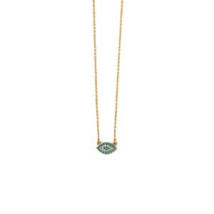 Del Corso Evil Eye Necklace with Turquoise and White Zircon – 9K Gold – Lightweight – Perfect for Women – Hypoallergenic & Durable – Stylish Protective Charm for Daily Elegance and Special Occasions - Necklaces & Pendants - British D'sire Main image