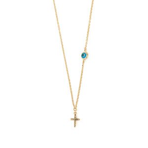 Del Corso Evil Eye Necklace with Zircon Cross – 9K Gold – Lightweight – Perfect for Women – Hypoallergenic & Durable – Stylish Protective Jewelry with Spiritual and Cultural Significance for Daily Wear and Special Occasions Secondary image