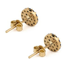 Del Corso Evil Eye Round Stud Earrings – 9K Solid Gold, 0.8cm Lightweight Zircon Studs for Women – Handmade Greek Jewelry for Spiritual Protection and Everyday Elegance - Earrings - British D'sire