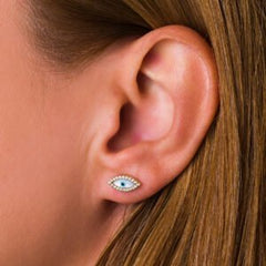 Del Corso Evil Eye Stud Earrings – 9K Solid Gold, 1cm Lightweight 1.5g Studs for Women – Handmade Greek Jewelry with Spiritual Symbolism for Daily Protection and Elegant Minimalist Style - Stud Earrings - British D'sire